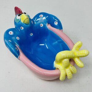 Vintage 1985 Fitz and Floyd Billy Bird Chicken Bath Tub Soap Dish Trinket